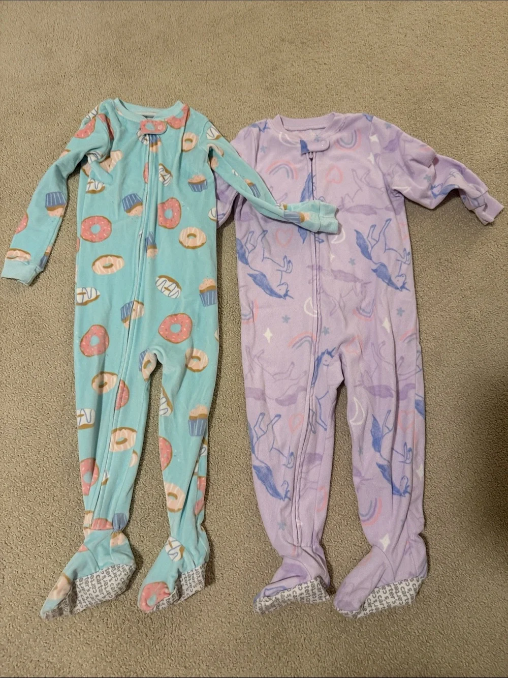 Carter's Mint Donut & Lavender Unicorn Footed Pajama Set